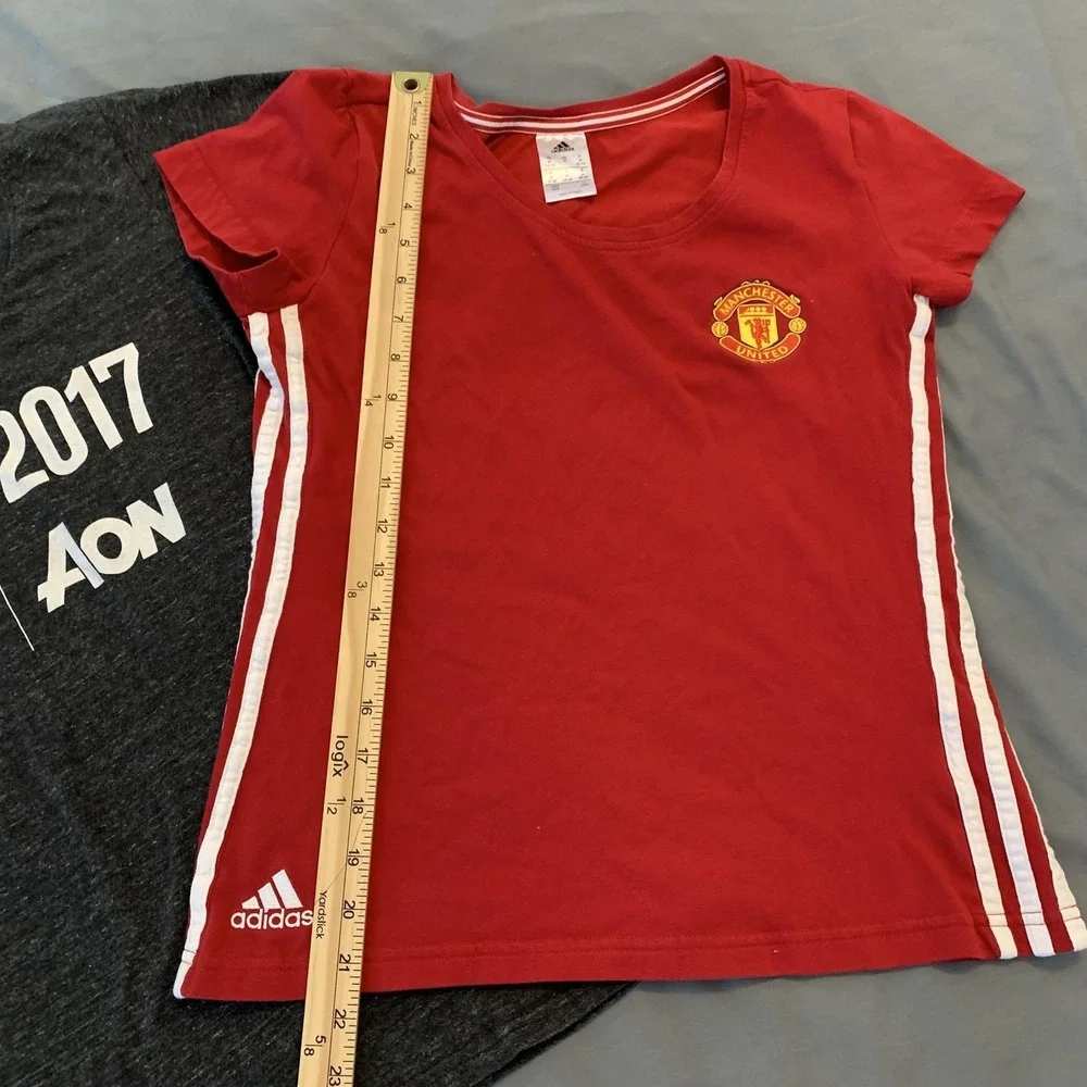 Manchester United Shirt Womens‎ Medium Red Gray EPL Soccer Adidas Lot 2